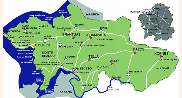 Mapa de situacin del Ayuntamiento de Ponteceso